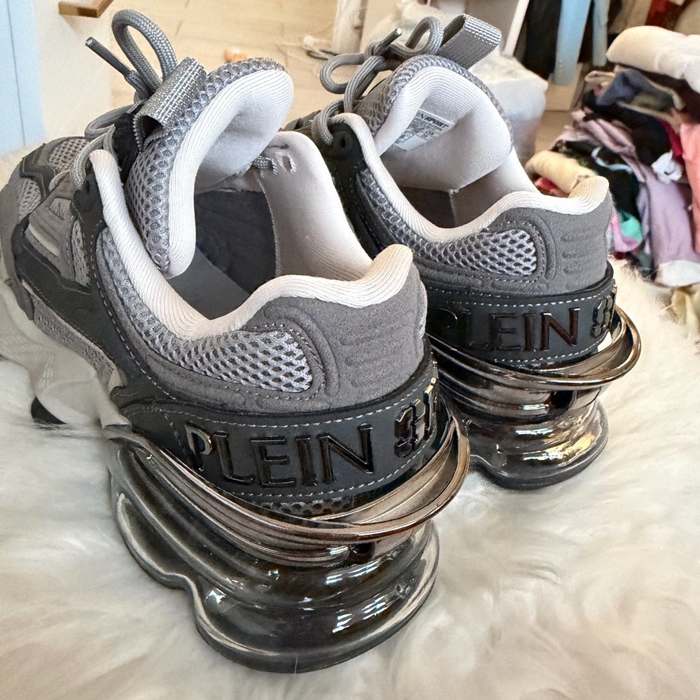 Philipp Plein Metallic Gray Sneakers
